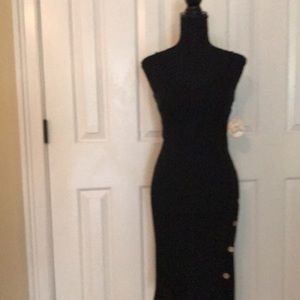 Jolie and Joy Dress Black with beige button down the side Tank Dress Small (NWT)